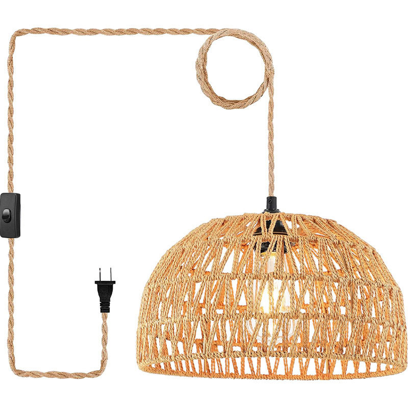 Wicker Pendant Shade - Corda de cânhamo natural e27 pendurado
