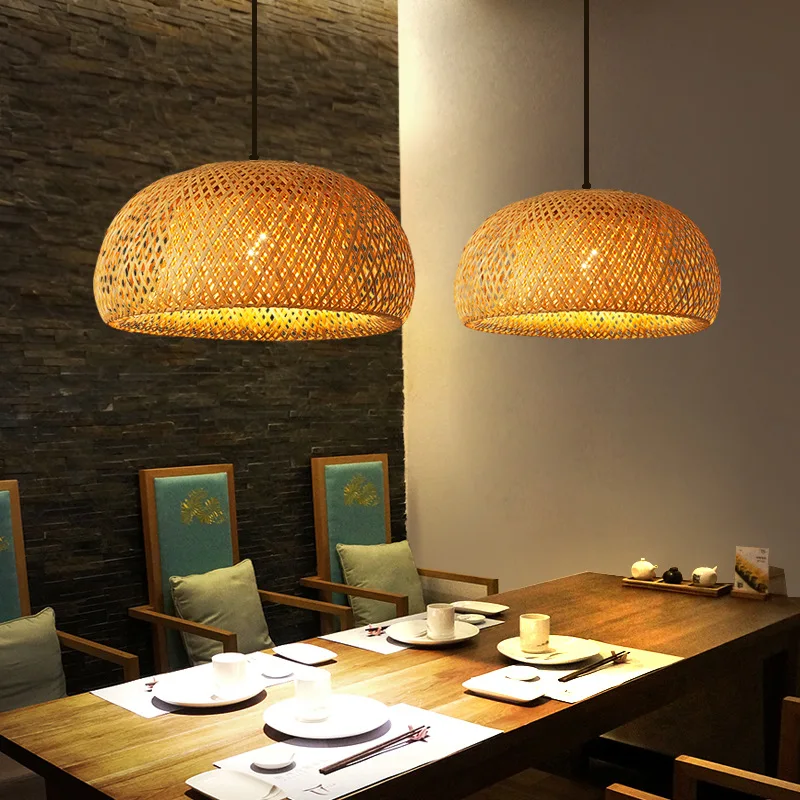 Wicker Pendant Shade - Lanterna de bambu 26cm lâmpada pingente