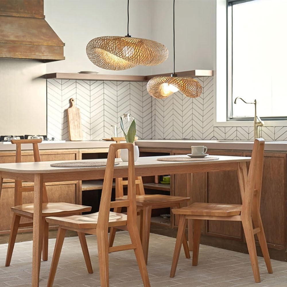 Wicker Pendant Shade - 40/50/60cm e26/e27 vime tecido luzes pingente