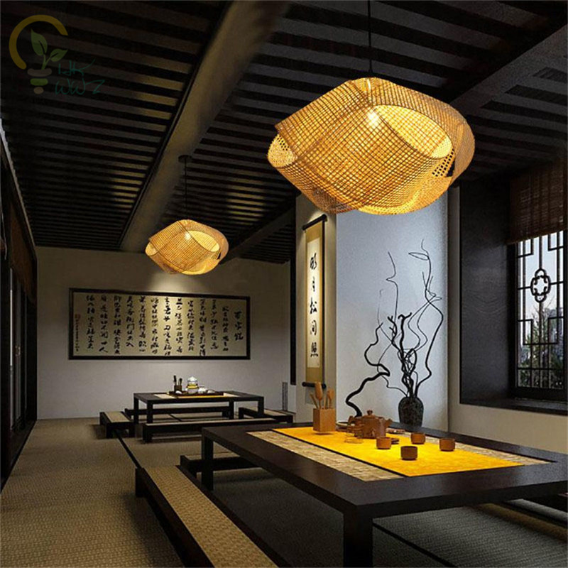 Wicker Pendant Shade - Novo chinês de bambu vime rattan