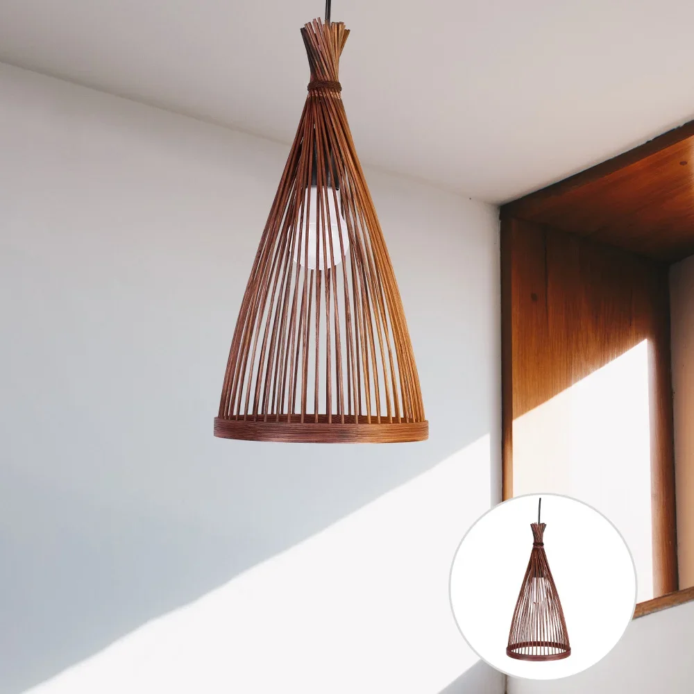 Natural Bambu Rattan LED Lustr - Wicker Pendant Shade avaliação e preço