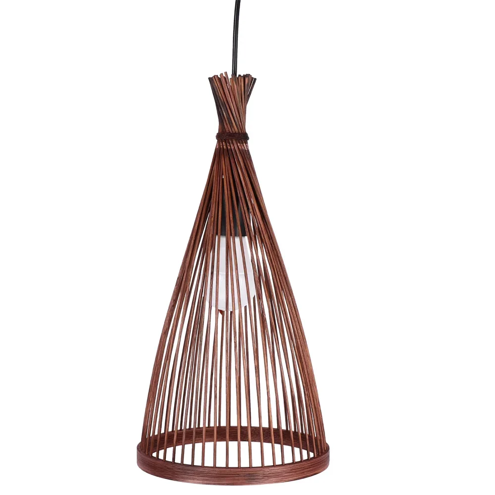 Natural Bambu Rattan LED Lustr - Wicker Pendant Shade avaliação e preço