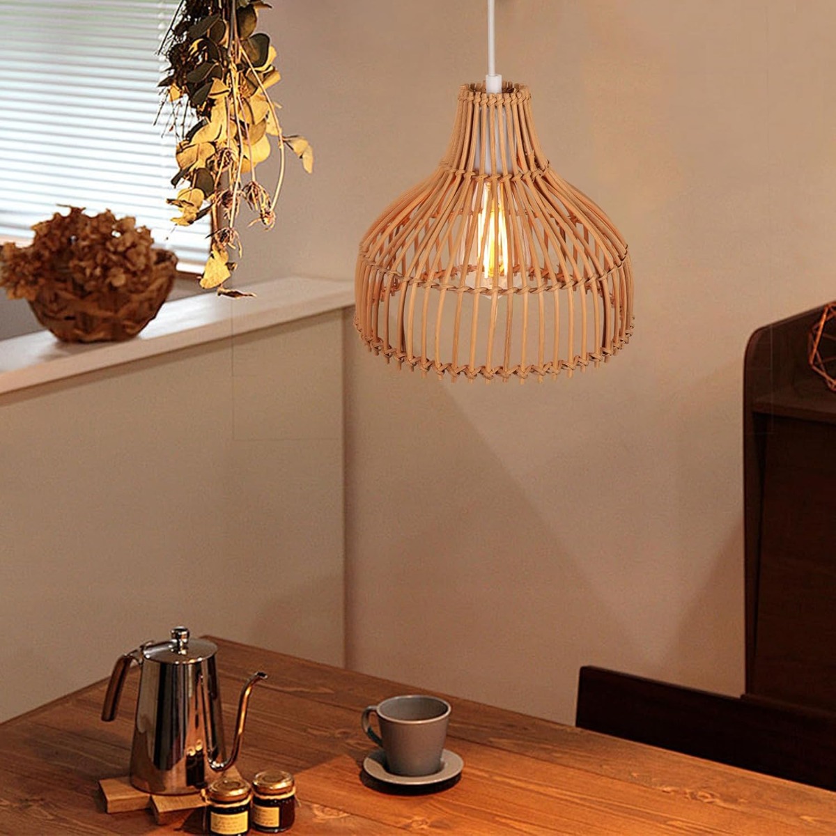 Rattan tecido luminária estilo - Wicker Pendant Shade avaliação e preço
