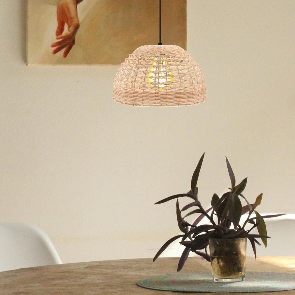 Rattan luminária tecido gaiola - Wicker Pendant Shade avaliação e preço