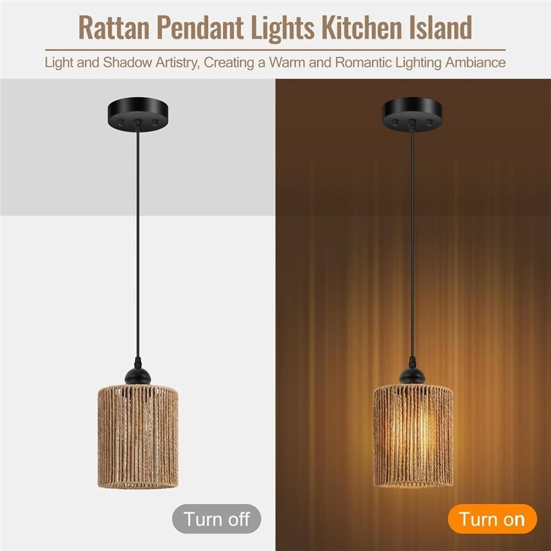 T19C Pacote com 2 abajures de  - Wicker Pendant Shade avaliação e preço
